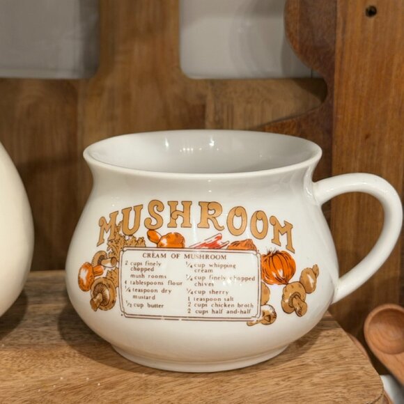 Vintage Mushroom Soup Recipe Bowl Mug Cup Fine Porcelain - Picture 1 of 6